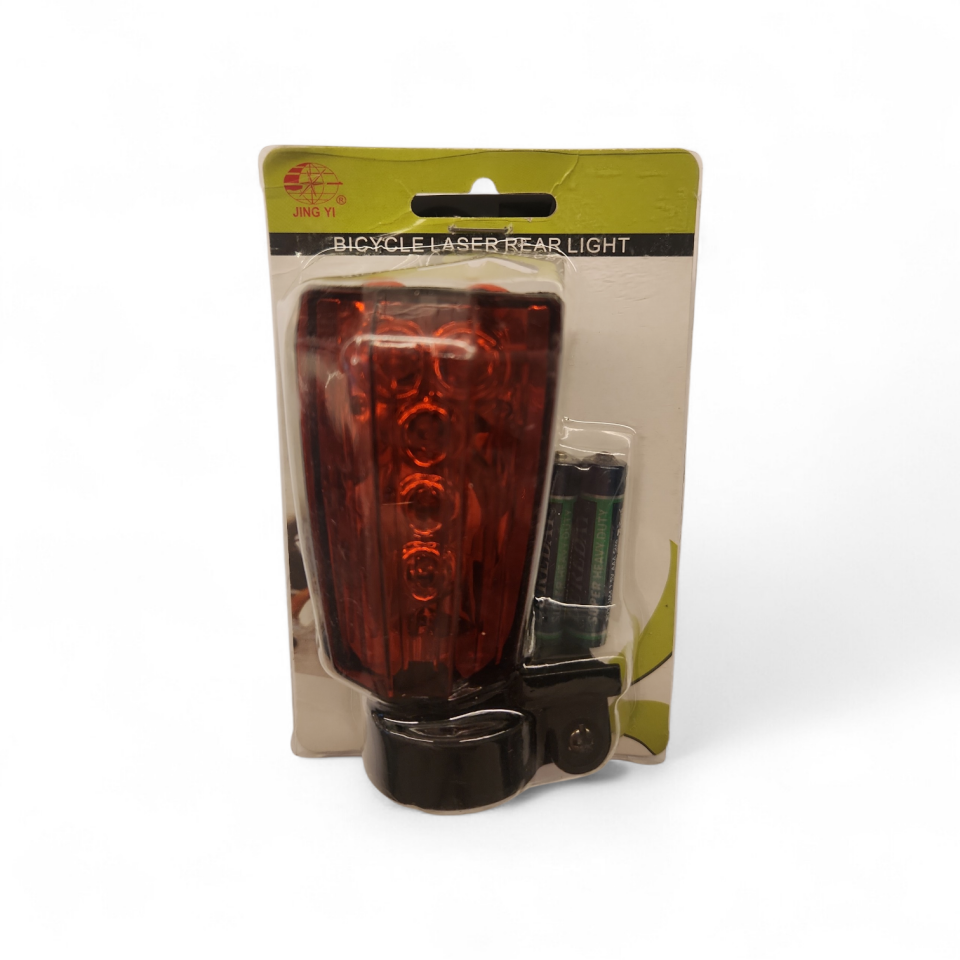 BİSİKLET ARKA STOP LAZER 5 LEDLİ 3 FONKSİYONLU SU GEÇİRMEZ PİL DAHİL