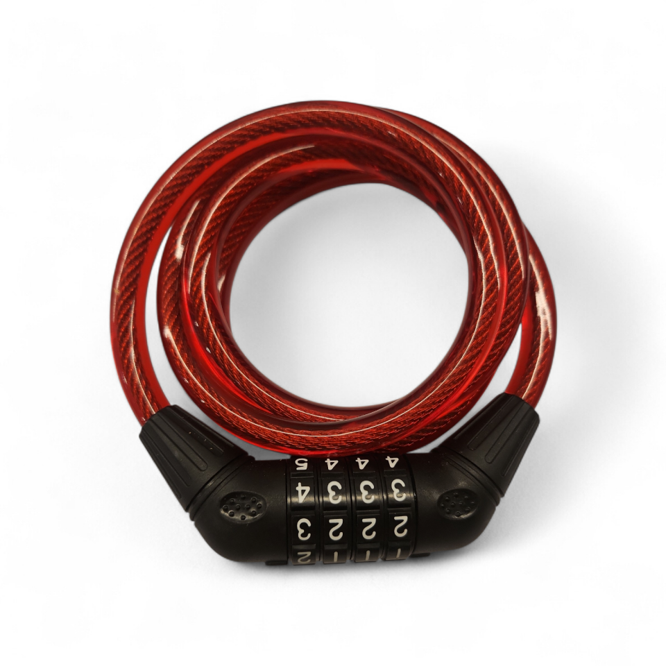 BİSİKLET HALAT KİLİT DOLAMALI  10mm X1200mm 4 LÜ DEĞİŞTİRİLEBİLİR ŞİFRELİ  ZHONGLI