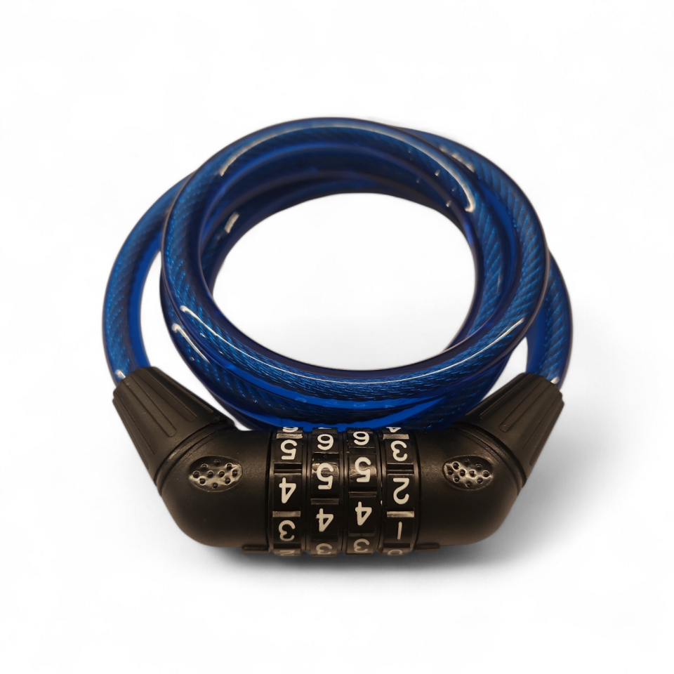 BİSİKLET HALAT KİLİT DOLAMALI  10mm X1200mm 4 LÜ DEĞİŞTİRİLEBİLİR ŞİFRELİ  ZHONGLI